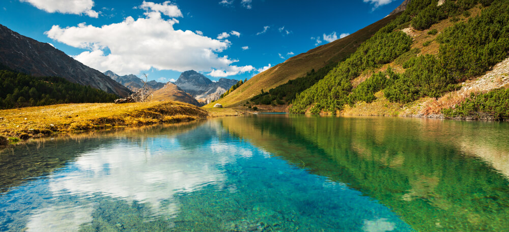 Scenic lake and mountain vista